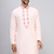 peach embroidered men’s silk kurta patiala set