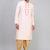 peach embroidered men’s silk kurta patiala set