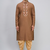 brown embroidered men’s silk kurta patiala set