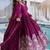 Exceptional Wine Multi Thread Work Crushed Gown With Dupatta