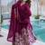 Exceptional Wine Multi Thread Work Crushed Gown With Dupatta