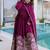 Exceptional Wine Multi Thread Work Crushed Gown With Dupatta