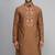 brown embroidered men’s silk kurta patiala set