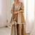 Stylish Golden Mirror Work Tissue Wedding Wear Palazzo Suit