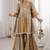 Stylish Golden Mirror Work Tissue Wedding Wear Palazzo Suit