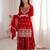 red sequin embroidered georgette anarkali set