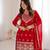 red sequin embroidered georgette anarkali set
