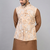 men’s fawn embroidered nehru jacket silk kurta set