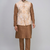 men’s fawn embroidered nehru jacket silk kurta set
