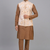 men’s fawn embroidered nehru jacket silk kurta set