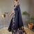 Dark blue soft silk blend banarasi jacuard work designer saree with blouse