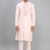 peach embroidered men’s nehru jacket silk kurta set