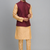 red embroidered men’s nehru jacket silk kurta set