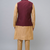 red embroidered men’s nehru jacket silk kurta set