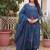 Blue cotton with embroidered work  stitched kurti pant & dupatta set