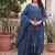 Blue cotton with embroidered work  stitched kurti pant & dupatta set