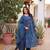 Blue cotton with embroidered work  stitched kurti pant & dupatta set