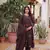 Brown cotton with embroidered work  stitched kurti pant & dupatta set