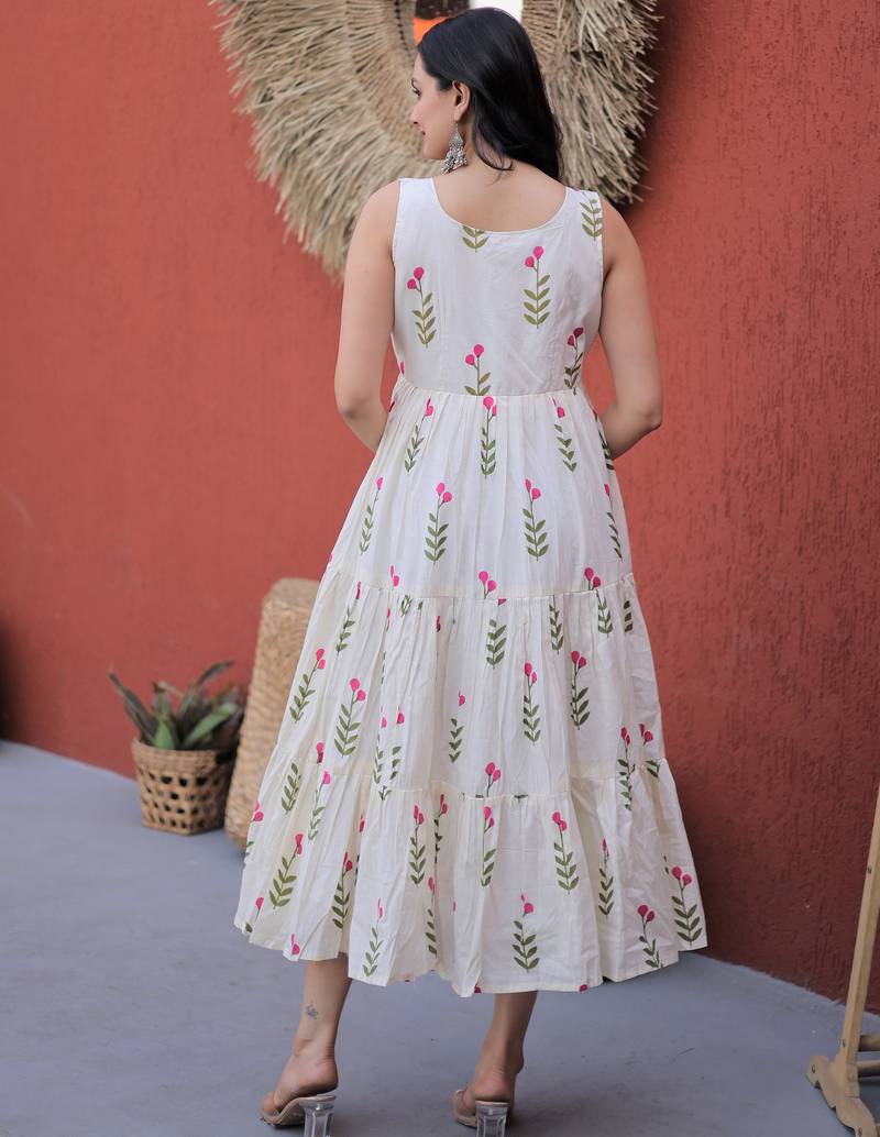 Superb Pink Digital Printed Cotton Casual Wear Dress