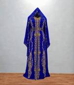 royal blue thread embroidered georgette kaftan