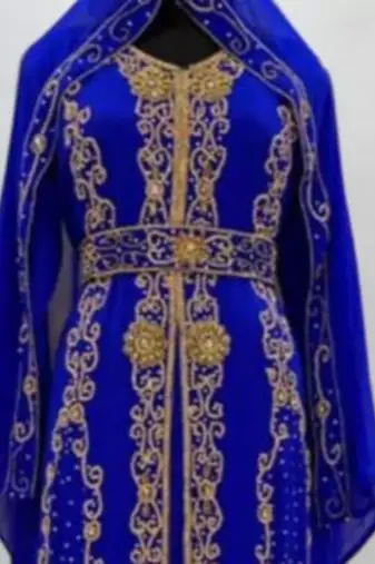 royal blue thread embroidered georgette kaftan