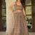 Brown Zari Sequence Embroidery Work Net Semi Stiched Lehenga Choli