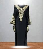 black georgette kaftan dress with zari embroidery work
