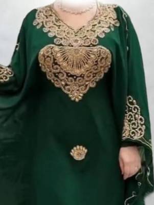green georgette kaftan dress with embroidery work 2