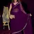 Purple color pure georgette zircon handwork border saree