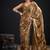 Gold color fendi silk two tone with foil & hand work zircon work saree