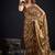 Gold color fendi silk two tone with foil & hand work zircon work saree