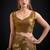 Gold color fendi silk two tone with foil & hand work zircon work saree
