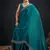 Rama color fendi satin silk two tone handwork zircon border saree