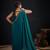 Rama color fendi satin silk two tone handwork zircon border saree