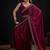 Maroon color fendi satin silk two tone handwork zircon border saree