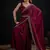 Maroon color fendi satin silk two tone handwork zircon border saree