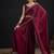 Maroon color fendi satin silk two tone handwork zircon border saree