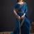 Morpeach color fendi satin silk two tone handwork zircon border saree