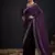 Purple color fendi satin silk two tone handwork zircon border saree