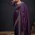 Purple color fendi satin silk two tone handwork zircon border saree