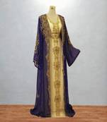 Navy Blue & Cream Hand-Embroidered Moroccan Kaftan Set