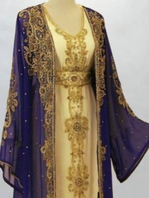 navy blue georgette kaftan dress with gold embroidery work 2
