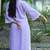 lavender cotton kurti pant set with kantha work design