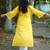yellow cotton kurti pant set with kantha work design
