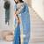 Blue soft linen cotton silk saree with gold zari weaving | elegant party & wedding wear saree