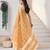 Mustard soft linen cotton silk saree with gold zari weaving | elegant party & wedding wear saree