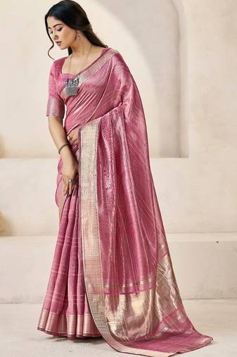 Soft linen cotton silk saree with gold zari weaving | elegant party & wedding wear saree