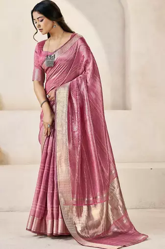 Soft linen cotton silk saree with gold zari weaving | elegant party & wedding wear saree