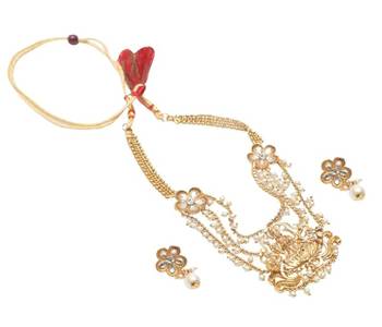 copper alloy short necklace set with temple work 2