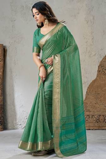 Soft linen cotton silk saree with gold zari weaving | elegant party & wedding wear saree